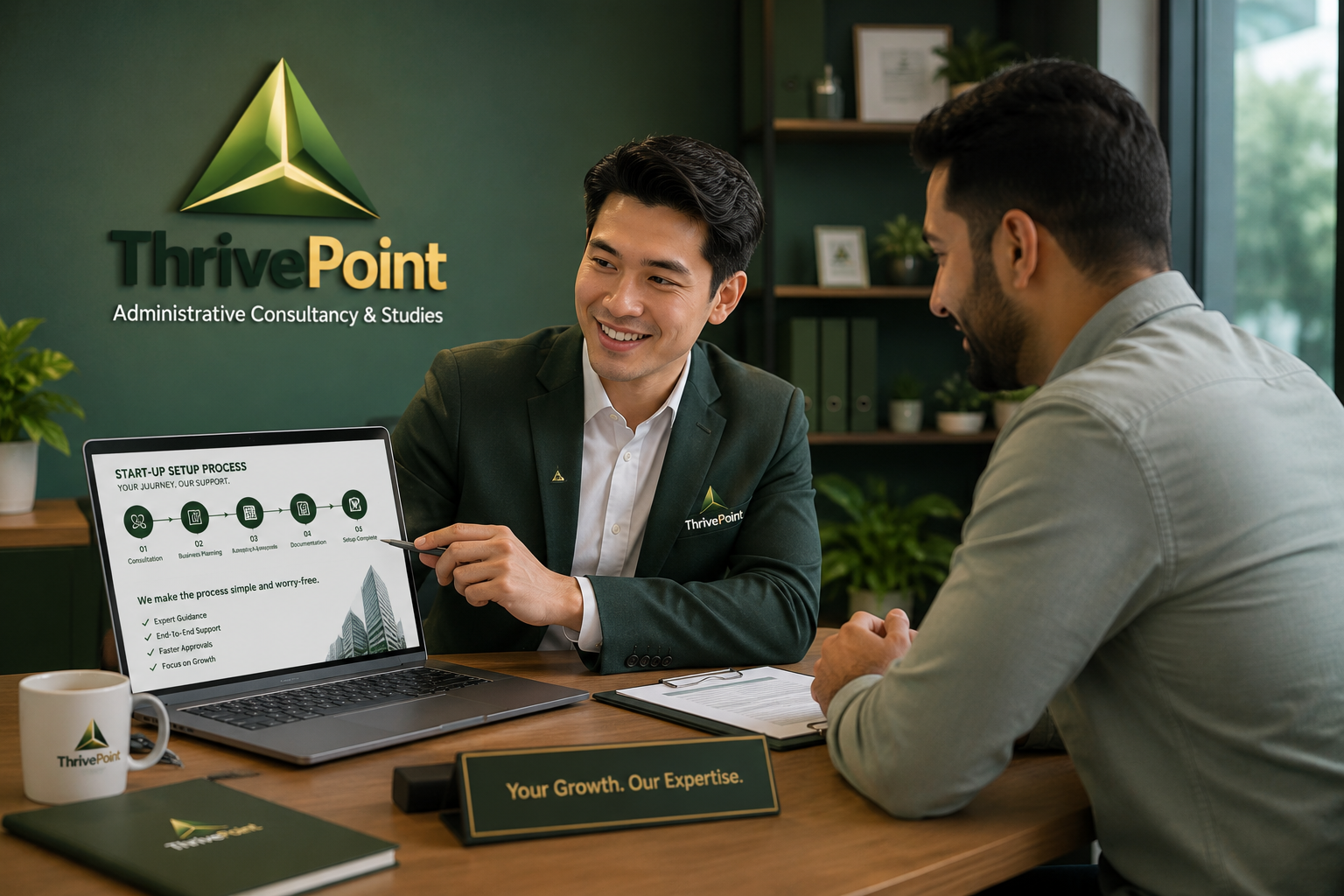 ThrivePoint consultants meeting with a client